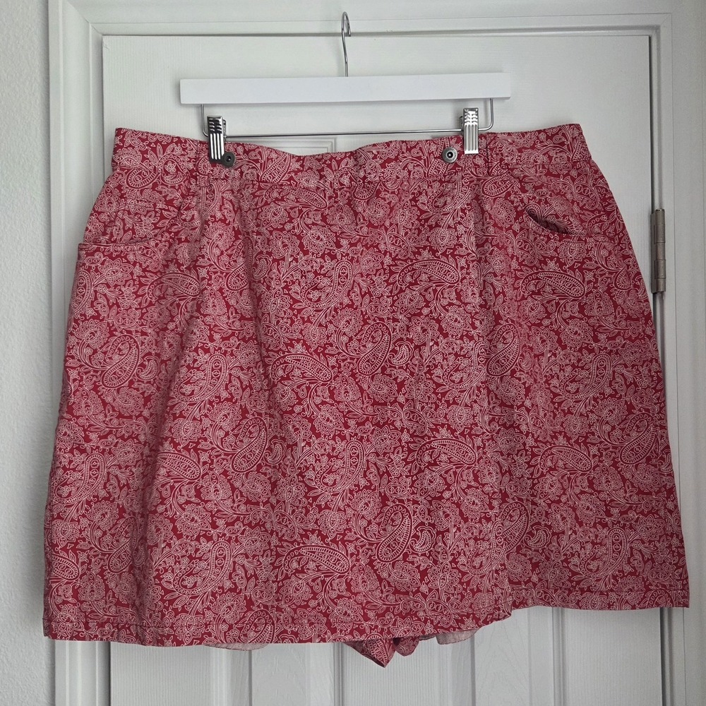 Vtg Elisabeth Liz Claiborne Skort Red Paisley Floral 80s 90s Plus Size 22